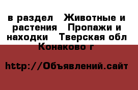  в раздел : Животные и растения » Пропажи и находки . Тверская обл.,Конаково г.